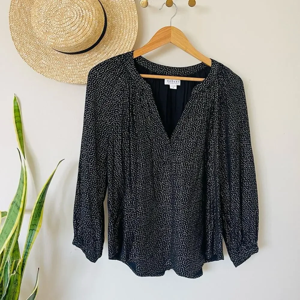 Velvet By Graham & Spencer Shirley Metallic Dot Print Blouse